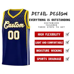 Navy Honeycomb Pattern Sports Uniform Basketball Jersey 2
