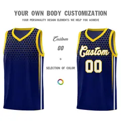 Navy Honeycomb Pattern Sports Uniform Basketball Jersey 3