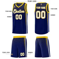 Navy Honeycomb Pattern Sports Uniform Basketball Jersey 5