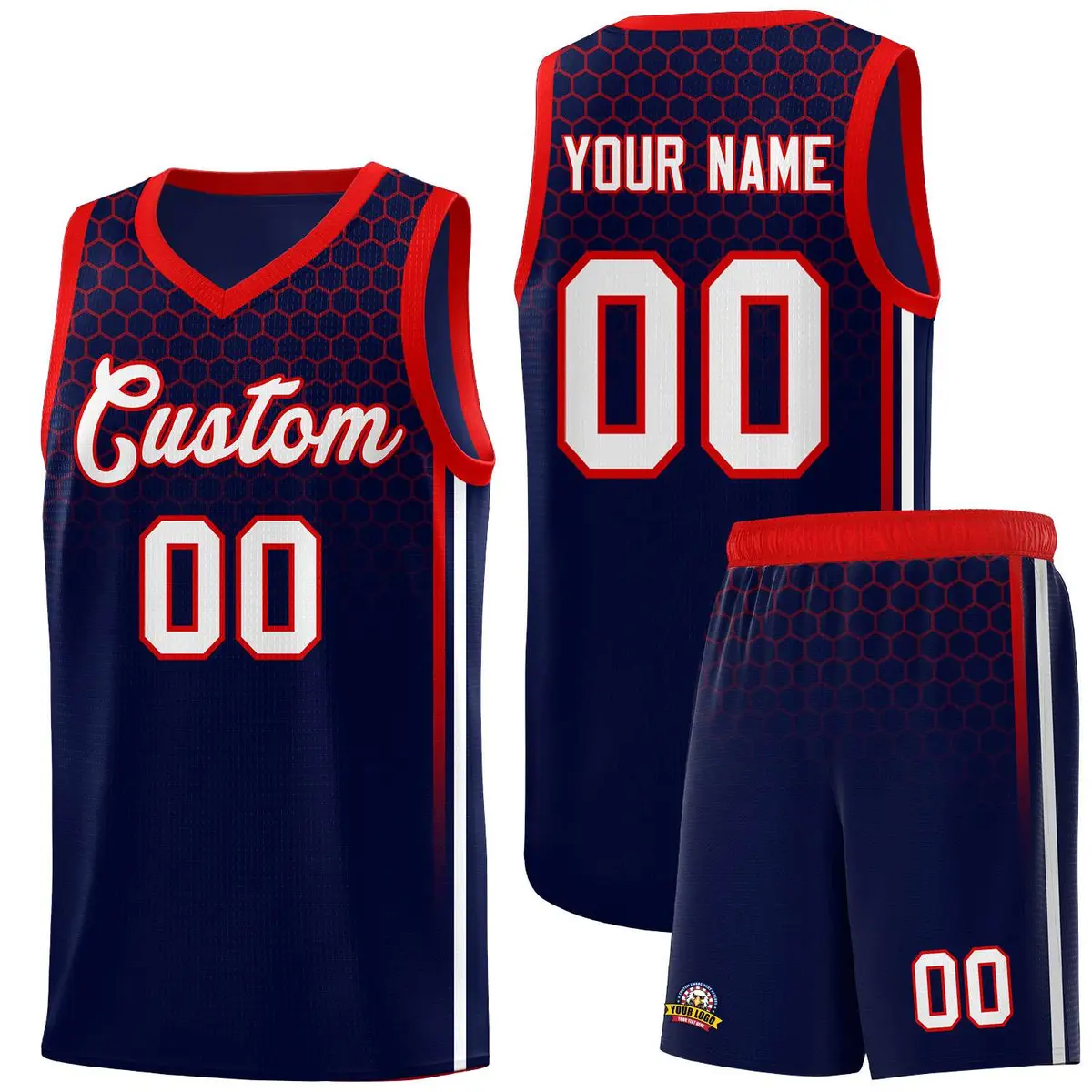 Navy Honeycomb Pattern Sports Uniform Basketball Jersey