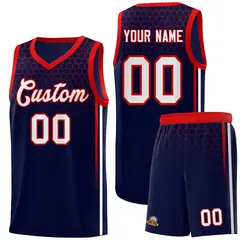 Navy Honeycomb Pattern Sports Uniform Basketball Jersey