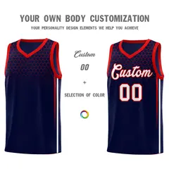 Navy Honeycomb Pattern Sports Uniform Basketball Jersey 3