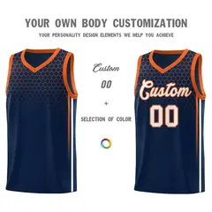 Navy Honeycomb Pattern Sports Uniform Basketball Jersey 3
