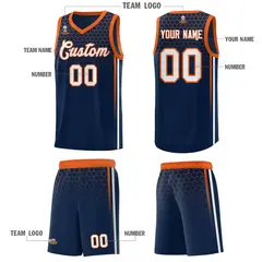 Navy Honeycomb Pattern Sports Uniform Basketball Jersey 5