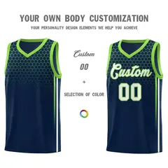 Navy Honeycomb Pattern Sports Uniform Basketball Jersey 3