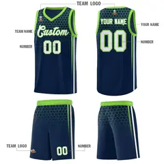 Navy Honeycomb Pattern Sports Uniform Basketball Jersey 5