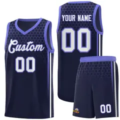 Navy Honeycomb Pattern Sports Uniform Basketball Jersey 1