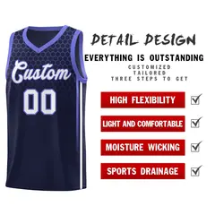Navy Honeycomb Pattern Sports Uniform Basketball Jersey 2