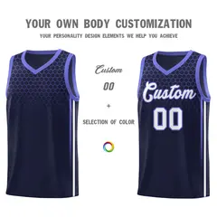 Navy Honeycomb Pattern Sports Uniform Basketball Jersey 3