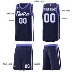 Navy Honeycomb Pattern Sports Uniform Basketball Jersey 5