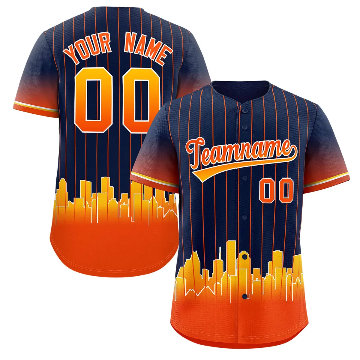 Navy Houston City Silhouette Baseball Jersey
