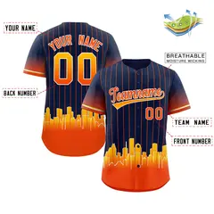 Navy Houston City Silhouette Baseball Jersey 2