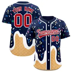 Navy Ice Cream Cone Graffiti Fashion Baseball Jersey