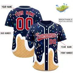 Navy Ice Cream Cone Graffiti Fashion Baseball Jersey 2