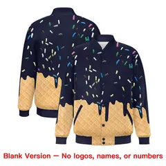 Navy Ice Cream Cone Graffiti Full-Snap Varsity Letterman Jacket 7