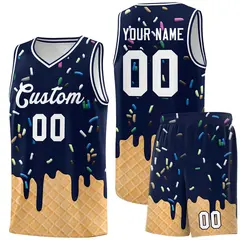 Navy Ice Cream Element Pattern Basketball Kits 1