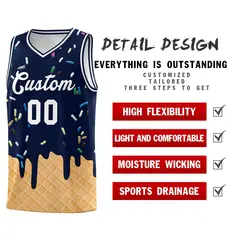 Navy Ice Cream Element Pattern Basketball Kits 2