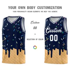 Navy Ice Cream Element Pattern Basketball Kits 3