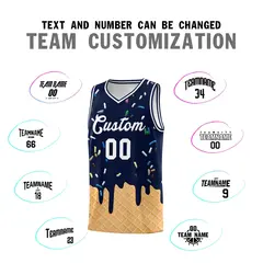 Navy Ice Cream Element Pattern Basketball Kits 4