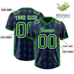 Navy Kelly Green All Star Graffiti Pattern Football Jersey 2