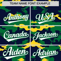 Navy Kelly Green and Gold Camo Sleeveless Baseball Jersey 3