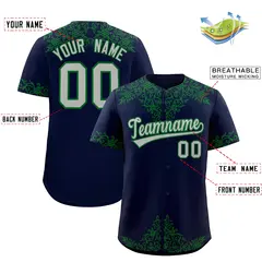 Navy Kelly Green Baroque Style Baseball Jersey 2
