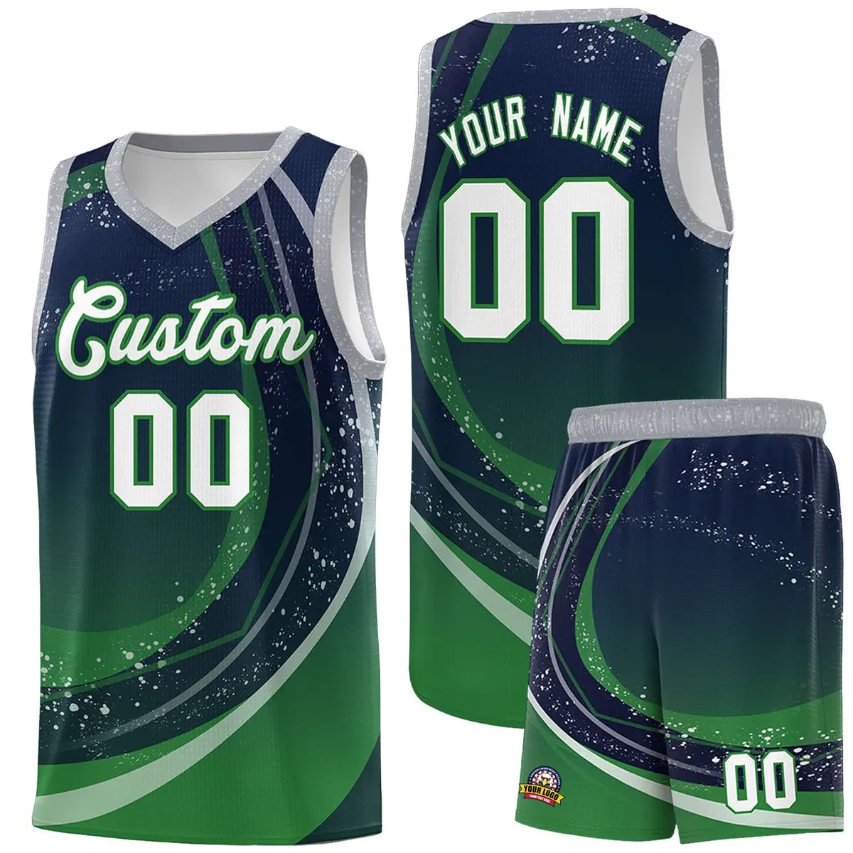 Navy Kelly Green Galaxy Graffiti Basketball Jersey