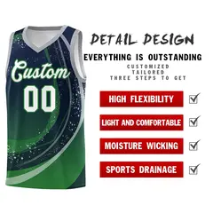 Navy Kelly Green Galaxy Graffiti Basketball Jersey 4