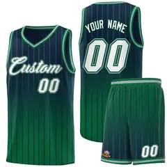 Navy Kelly Green Gradient Stripe Basketball Jersey 1
