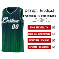Navy Kelly Green Gradient Stripe Basketball Jersey 2
