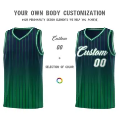 Navy Kelly Green Gradient Stripe Basketball Jersey 3