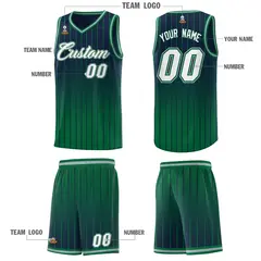 Navy Kelly Green Gradient Stripe Basketball Jersey 5