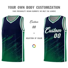 Navy Kelly Green Graffiti Splash Basketball Kits 3