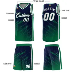 Navy Kelly Green Graffiti Splash Basketball Kits 5