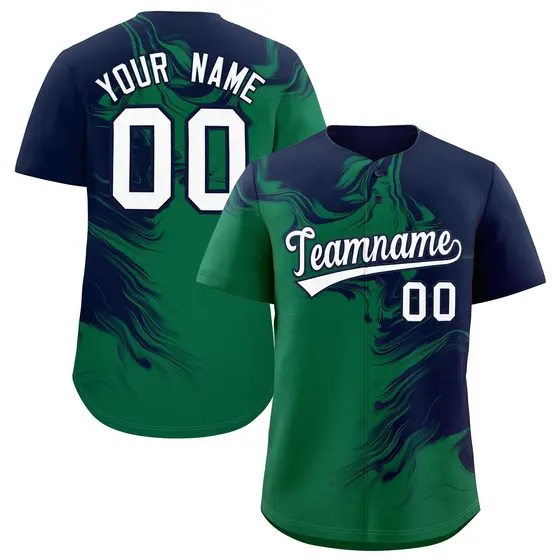 Navy Kelly Green Ink Pattern Authentic Baseball Jersey
