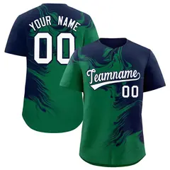 Navy Kelly Green Ink Pattern Authentic Baseball Jersey 1