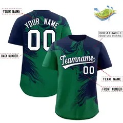 Navy Kelly Green Ink Pattern Authentic Baseball Jersey 2