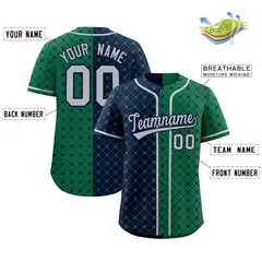 Navy Kelly Green Plaid Split Authentic Baseball Jersey 2