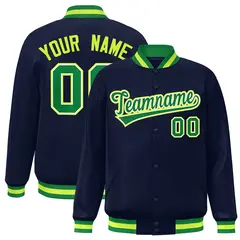 Navy Kelly Green Varsity Letterman Baseball Jacket 1