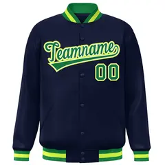 Navy Kelly Green Varsity Letterman Baseball Jacket 3