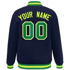 Navy Kelly Green Varsity Letterman Baseball Jacket 4