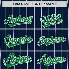 Navy Kelly Green White Bi-Color Striped Baseball Jersey 3