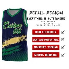 Navy Khaki and Kelly Green Graffiti Basketball Jersey 2