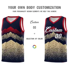 Navy Khaki Mountain Fade Gradient Fashion Basketball Jersey 3