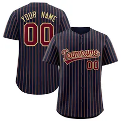 Navy Khaki Tricolor Stripe Fashion Baseball Jersey 1