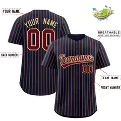 Navy Khaki Tricolor Stripe Fashion Baseball Jersey 2