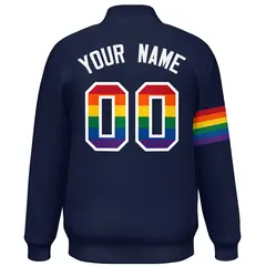 Navy LGBT Rainbow Pride Month Letterman Baseball Jacket 4