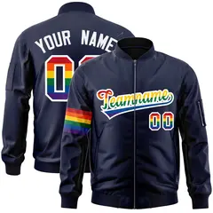 Navy LGBT Rainbow Pride Month Letterman Bomber Jacket 1