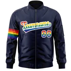 Navy LGBT Rainbow Pride Month Letterman Bomber Jacket 3