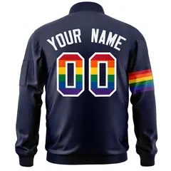 Navy LGBT Rainbow Pride Month Letterman Bomber Jacket 4
